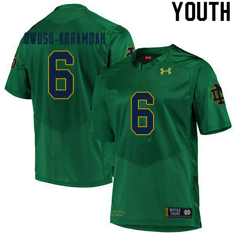 Youth #6 Jeremiah Owusu-Koramoah Notre Dame Fighting Irish College Football Jerseys Sale-Green
